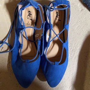 Rue21 Blue Lace up Flats. Size 8/9.